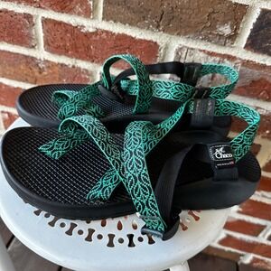 Chaco Women's Z/Cloud‎ X Sandals Green Geometric Straps Size 12 Vibram USA
